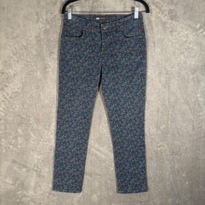 Levi's Mid Rise Skinny Jeans Women's 30x26 Floral Print Blue Orange Cotton Blend